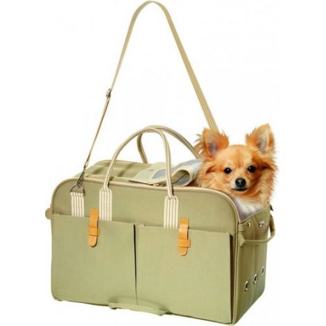 Borsa per cani e gatti a tracolla beige draagtas (1/3)