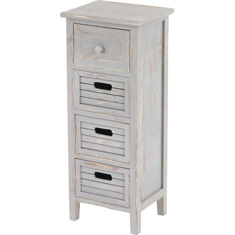 Kommode H18, Schubladenschrank Schrank, 4 Schubladen, 74x30x25cm Shabby-Look Vintage grau