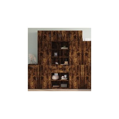 Buffet haut chêne fumé 70x42,5x185 bois d'ingénierie (1/5)
