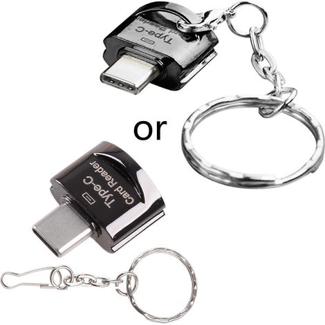 USB 2.0 Typ C Kartenleser für SD und Micro-SD, kompatibel mit PCs und Smartphones mit OTG-Funktion.