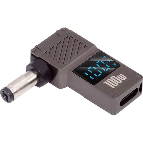 Adaptateur d'alimentation 20 V 5 A PD 65 W pour Ordinateur Portable, Affichage LED Intelligent USB-C Type-C, entrée vers Sortie 100 W, Prise Jack CC 5,5 x 2,1 mm (1/5)