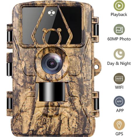 Caméra Wi-Fi 2025, portée de 25 mètres, application de visualisation et de paramétrage Bluetooth et Wi-Fi, caméra de chasse Ultra HD - PR801WIFI