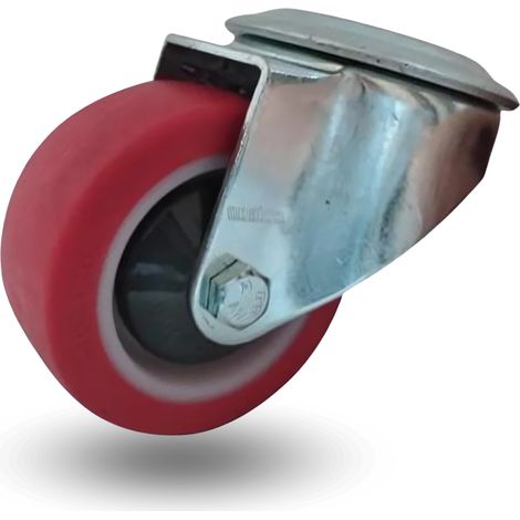 Rueda giratoria de 80 mm, 150 kg, jppu 0805, rojo, poliuretano (1/5)