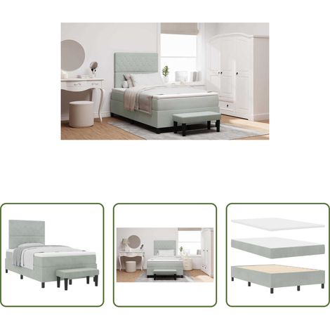 vidaXL Holzrahmen -  Boxspringbett mit Matratze Hellgrau 120 x 190 cm Samt (1/5)