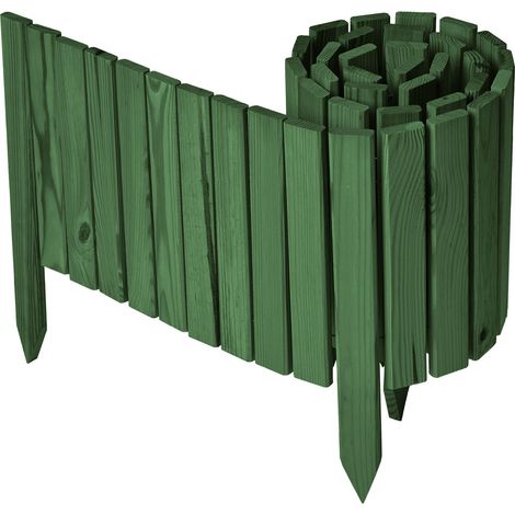 Garronda clôture de Jardin en Bois Bordure Jardin Cloture Jardin Exterieur, Palissade Bordurette Longueur: 200 cm GD-0149 (Vert foncé, Hauteur : 30 cm)