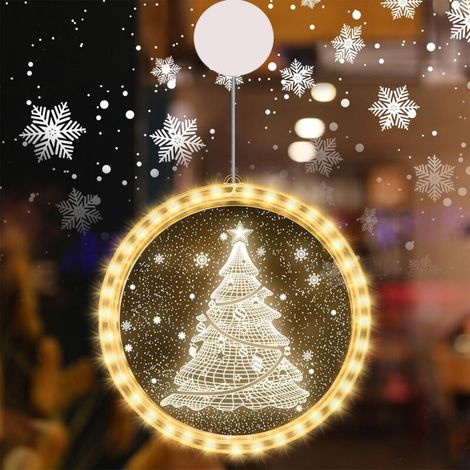 Guirlande lumineuse de Noël avec 36 LED, sapin de Noël blanc chaud, guirlande 3D à suspendre, fonctionne sur piles pour une utilisation intérieure et extérieure.