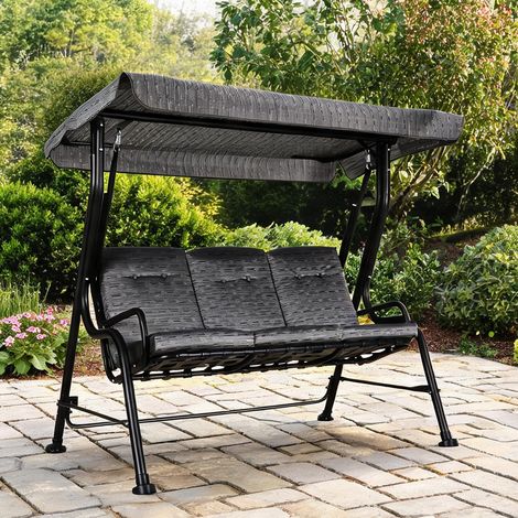 Hamac schwarz en stahl Texteline 200 x 120 x 170 cm (1/5)