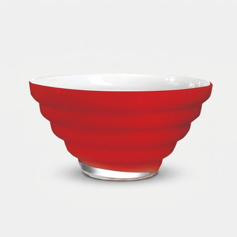 Coppa centrotavola in vetro artigianale Anelli 28 - Rosso (1/2)