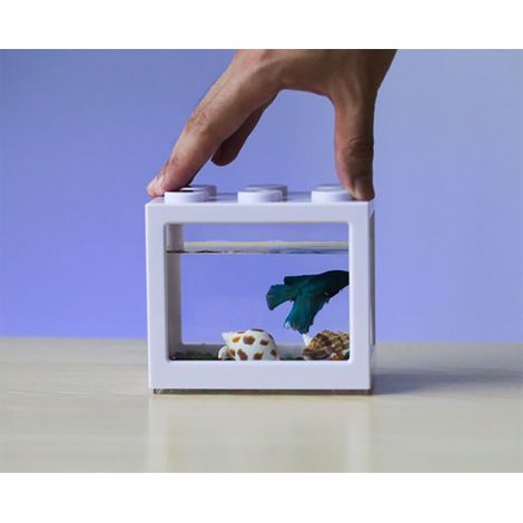 Petit aquarium, aquarium doré, aquarium betta, aquarium en plastique ornemental de bureau, acrylique transparent, petit bureau écologique - couleur du produit blanc (1/5)