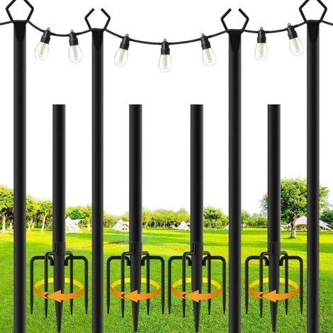 Outdoor Patio Lighting Post - 4 Packs of 3m Steel Lighting Posts for Garden and Backyard Decoration (Pack of 4) [Energy Class G] (1/5)