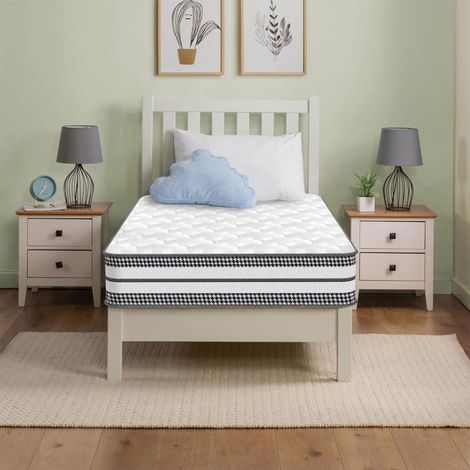 Matelas 90x200 cm - Ep 24 cm, Hybride - Ressorts Ensachés + Mousse mémoire de Forme - Soutien Mi-Ferme, Hypoallergénique (1/5)