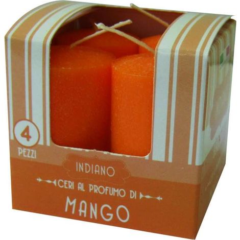 CERERIA DI GIORGIO Set 4 Candele Profumate Mango Arancione 5,5 cm