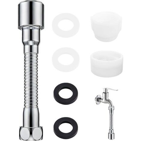 13cm tap extension, swivel spout, aerator with tap adapter, 360° rotating tap extension, for kitchen, bathroom, washbasins (1/5)