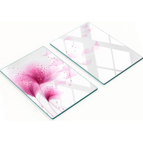 Tablas decorativas de cristal para cortar y servir con diseño de flor rosa, 2x40x52 cm. (1/5)