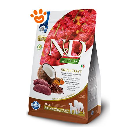Farmina Dog N&ampD Quinoa Skin&ampCoat Medium Maxi Cervo  - Farmina Dog N&ampD Quinoa Skin&ampCoat Medium Maxi Cervo - Sacco Da 2,5 Kg