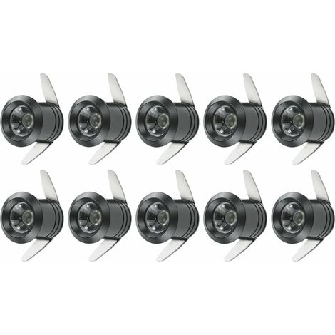 10 mini focos LED empotrables de 1 W con transformador independiente para vitrinas, cocinas, escaleras y armarios, 90-265 V CA [Clase energética A++] (1/5)