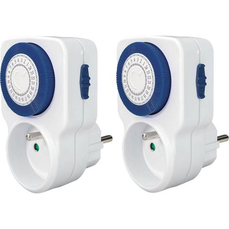 Lot de 2 mini programmateurs journalier mecanique, 48 programmes, 3500W - Tibelec (1/5)