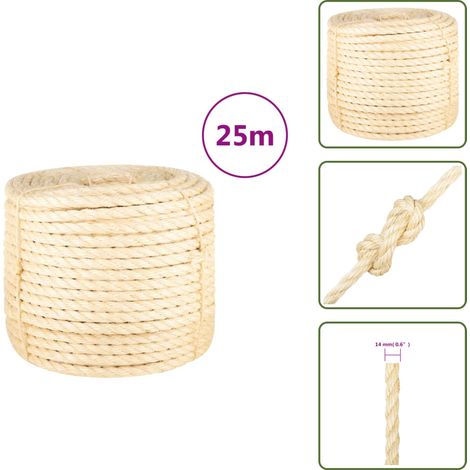 Corde 100 % sisal 14 mm 25 m - Corde Sisal - Corde Naturelle - Corde Épaisse - Corde Résistante - Corde Bricolage (1/5)