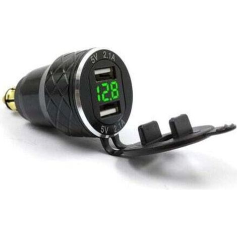 Chargeur de téléphone portable usb pour moto, prise européenne pour BMW Ducati, affichage de tension en métal, chargeur de voiture,vert (1/4)
