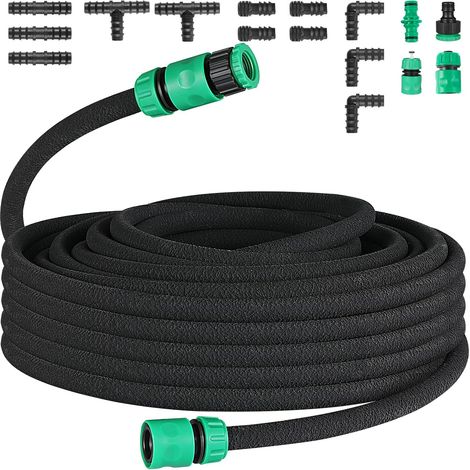 Tuyau d'arrosage, micro-poreux pour Irrigation Goutte à Goutte pour Arrosage, Jardins, Pelouses, Terrasses, Flexible Irrigation Kit (30m) (1/5)