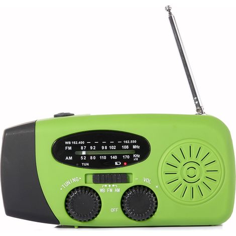 Radio D'Urgence Solaire Et Manivelle - 1200 mAh - 3 LED Étanches - Affichage Numérique - Pour Situations d'Urgence - 1 Pièce (1/5)