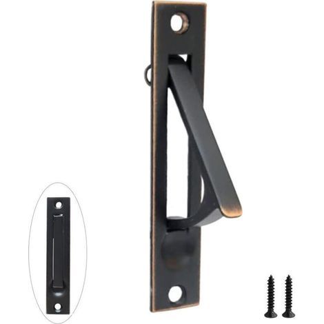Poignée de porte coulissante escamotable,10 cm, Poignées à bords cachés,montage encastré(1, Bronze huilé)