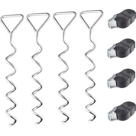 ZOLGINAH Juego de anclaje para cama elástica, juego de anclaje para cama elástica resistente, kit de anclaje al suelo con 4 ganchos y correas (1/5)