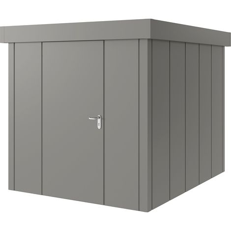 Hörmann Metall-Gerätehaus "Juno" mit Flachdach, JFD6 - Design, 214 x 262 cm (B x T), graualuminium, 1-flüglige Tür, Anschlag links (1/5)