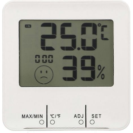 Thermometer, Hygrometer, Temperatur- und Feuchtigkeitsmesser mit Digitalanzeige, elektrische Uhr für Zuhause