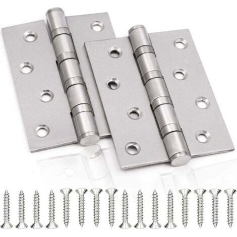 Pair Türscharnier aus Edelstahl, 2 Stück Falttürscharniere, 3 mm dickes Edelstahlscharnier, für massive Innentüren (Silber, 100 x 75 mm)
