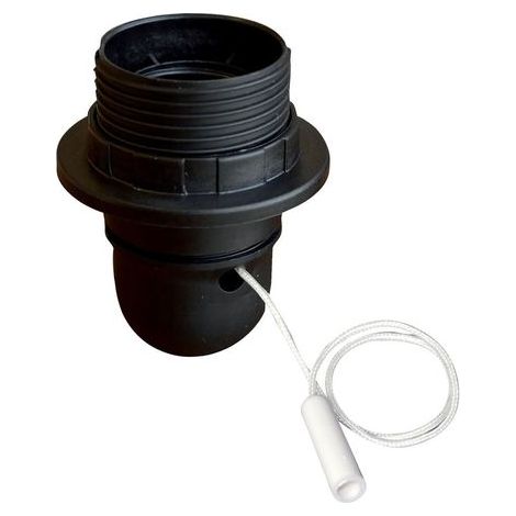 Douille plastique PET noir E27 avec interrupteur à tirette garantie 5 ans 60W 16 cm 4A 250V 46 x 66mm (1/4)