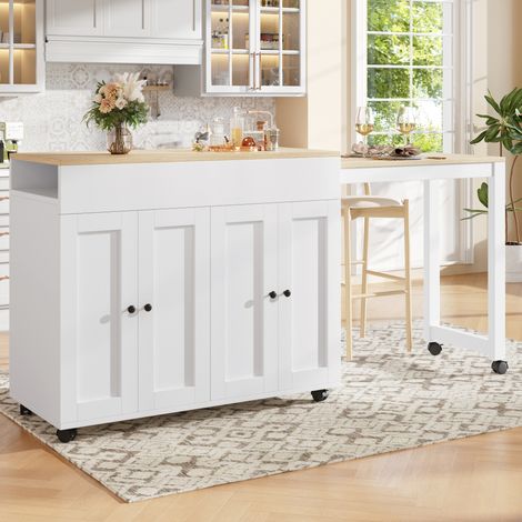 Tavolo allungabile da bar con contenitore 117-180 x 50 x 94,6 cm, MDF bianco HAVRYA (1/5)