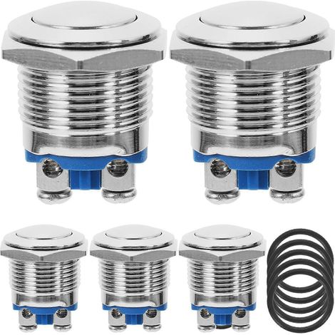5 interrupteurs à bouton-poussoir momentané à bornes à vis à tête plate (1/5)