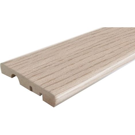 10 pezzi Battiscopa Mdf Rivestito Rovere Sbiancato mm 10 x 70 x 2400