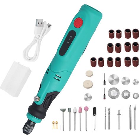 40-teiliges Akku-Rotationswerkzeug-Set, USB-Ladefunktion, 3,6 V, 3 Geschwindigkeitsstufen