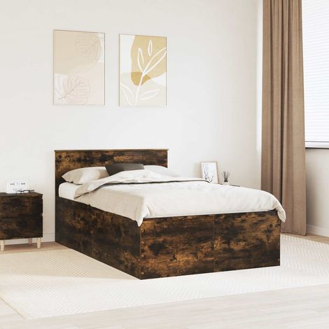 Bettrahmen Geräucherte Eiche 135 x 190 cm Holzwerkstoff