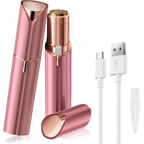 Gesichtshaarentferner für Damen, wiederaufladbarer Rasoir de femme, coupe-vent sans friction pour le bain, les lèvres, les lèvres et la zone de bikini – Rose (1/5)