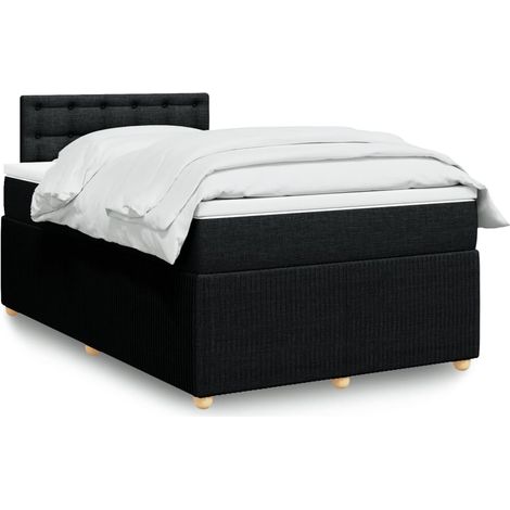 vidaXL Giroletto a Molle con Materasso Nero 120x190 cm in Tessuto (1/5)