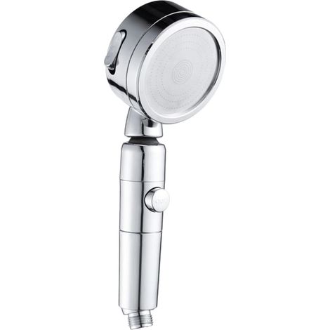 Pommeau Pression, Douchette à Main, Abs Argenté, 3 Réglages, Tête Rotative 360°, Large Zone de Pulvérisation, pour Salle de Bain et Plage (1/5)
