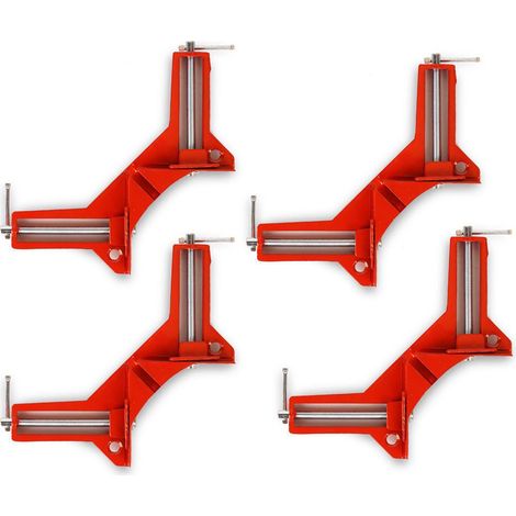 Lot de 4 équerres de serrage en alliage d'aluminium, grande capacité de charge, angle de 90° pour la menuiserie, idéales pour les cadres photo d'aquariums.