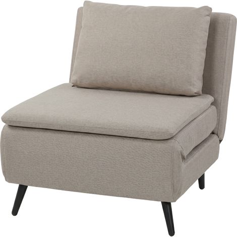 Fauteuil convertible 1 place fauteuil-lit clic-clac 3 en 1, dossier réglable, oreiller, assise large, marron clair (1/4)