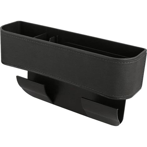 Riempitore per spazio seggiolino auto, organizer multifunzionale per seggiolino auto, contenitore portaoggetti con portabicchieri, organizer migliorato tra i sedili anteriori (nero)