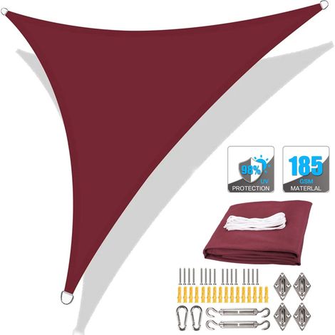 (Rouge foncé, accessoires d'installation inclus, 200x200x200cm) Auvent pare-soleil de haute qualité, coupe-vent et respirant, protection solaire extérieure. (1/5)