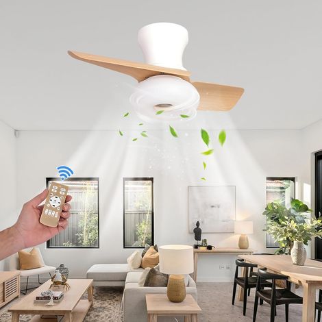 Ventilateurs de plafond de 60 cm avec éclairage et télécommande, plafonnier LED à intensité variable avec ventilateur, 6 vitesses, minuterie