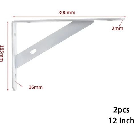 (Blanc 30 cm - FR) 2 supports d'angle triangulaires pliables et réglables pour fixation murale, support pour banc, table, étagère, meubles, support lourd (1/5)
