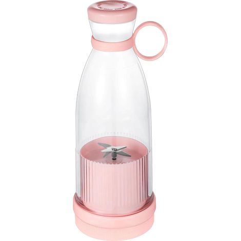 Mixeur portable multifonction rechargeable 360° extracteur de jus électrique efficace pour voyage dortoir rose (1/5)