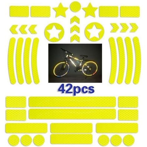 [Sticker Réfléchissant] 42 Pièces jaune - Ruban adhésif haute qualité pour vélo et scooter, imperméable, indéchirable, sécurité nocturne (1/4)