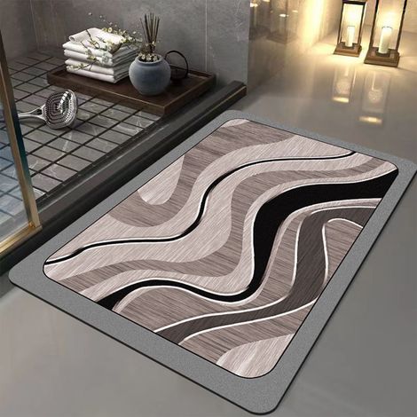 Tapis De Sol Absorbant - Non Glissant - Pour Salle De Bain Et Entrée - 40 x 60 cm - Polyester - Multicolore - 1 Pièce (1/5)