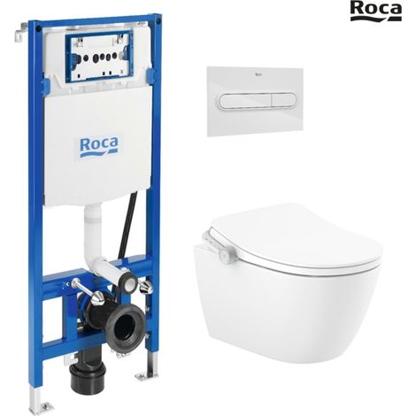 BASTIDOR ROCA DUPLO SMART PACK CISTERNA EMPOTRADA Y PULSADOR PL1 DUAL BLANCO BR CON INODORO SUSPENDIDO RIMLESS IN-WASH ONA (1/5)