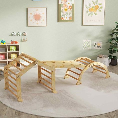 Estructura de escalada interior 9 en 1 de madera natural, pizarra, 18-48 meses (1/5)